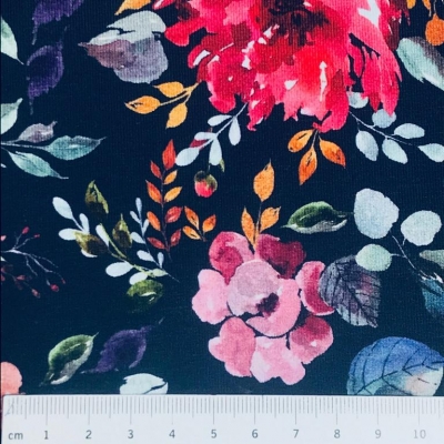 Jersey | Aquarell Blumen | digital marineblau